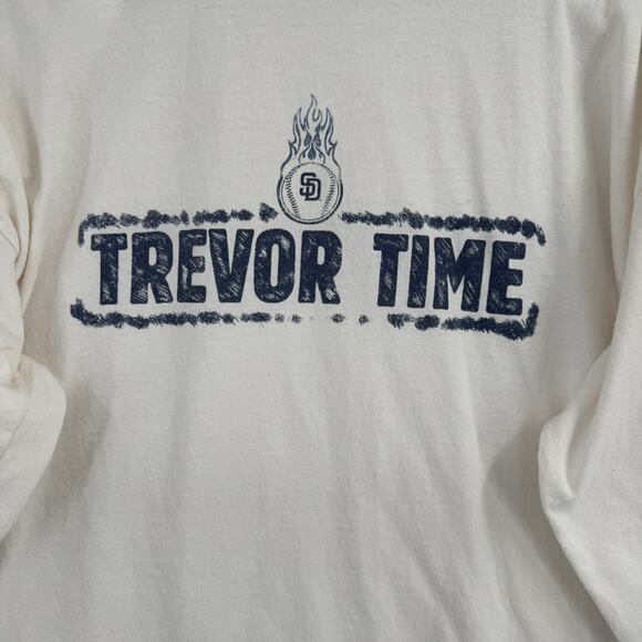 Vintage San Diego Padres Trevor Time Long Sleeve T Shirt Mens XL White Hoffman - Picture 3 of 11